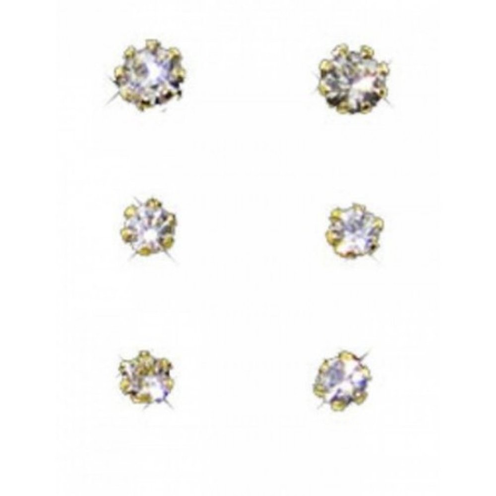 Swarovski Cubic Zirconia element Stud Earring Trio